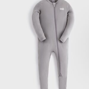 Kith Kids Light Gray Zip-Up Footie One-Piece
